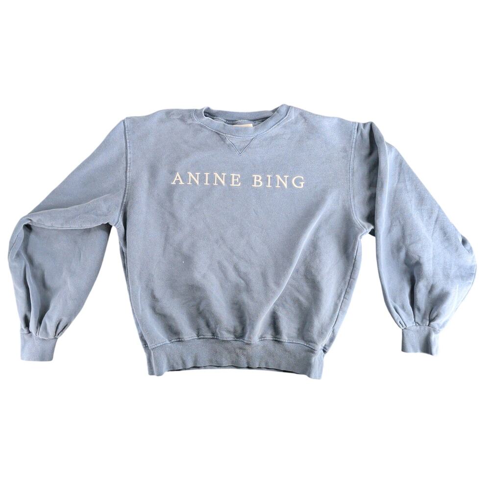 Anine Bing Esme Sweatshirt Blue Washed Indigo Women's Medium